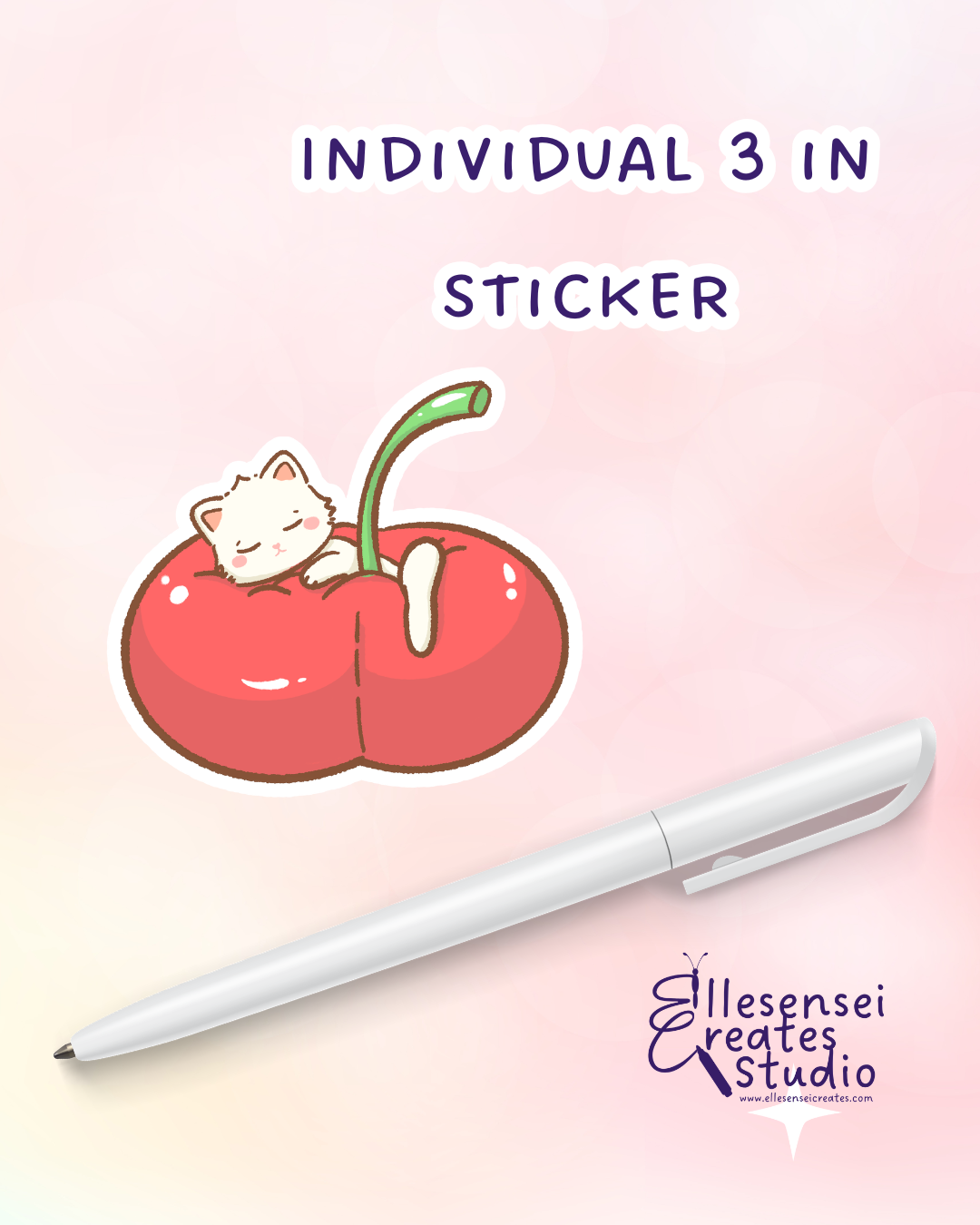Large Stickers Cherry Kawaii Kitty