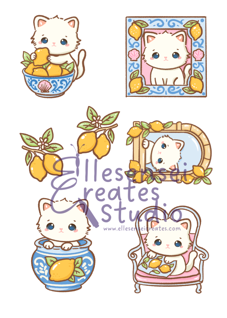 Coquette Lemon Cat Notepad with Stickers