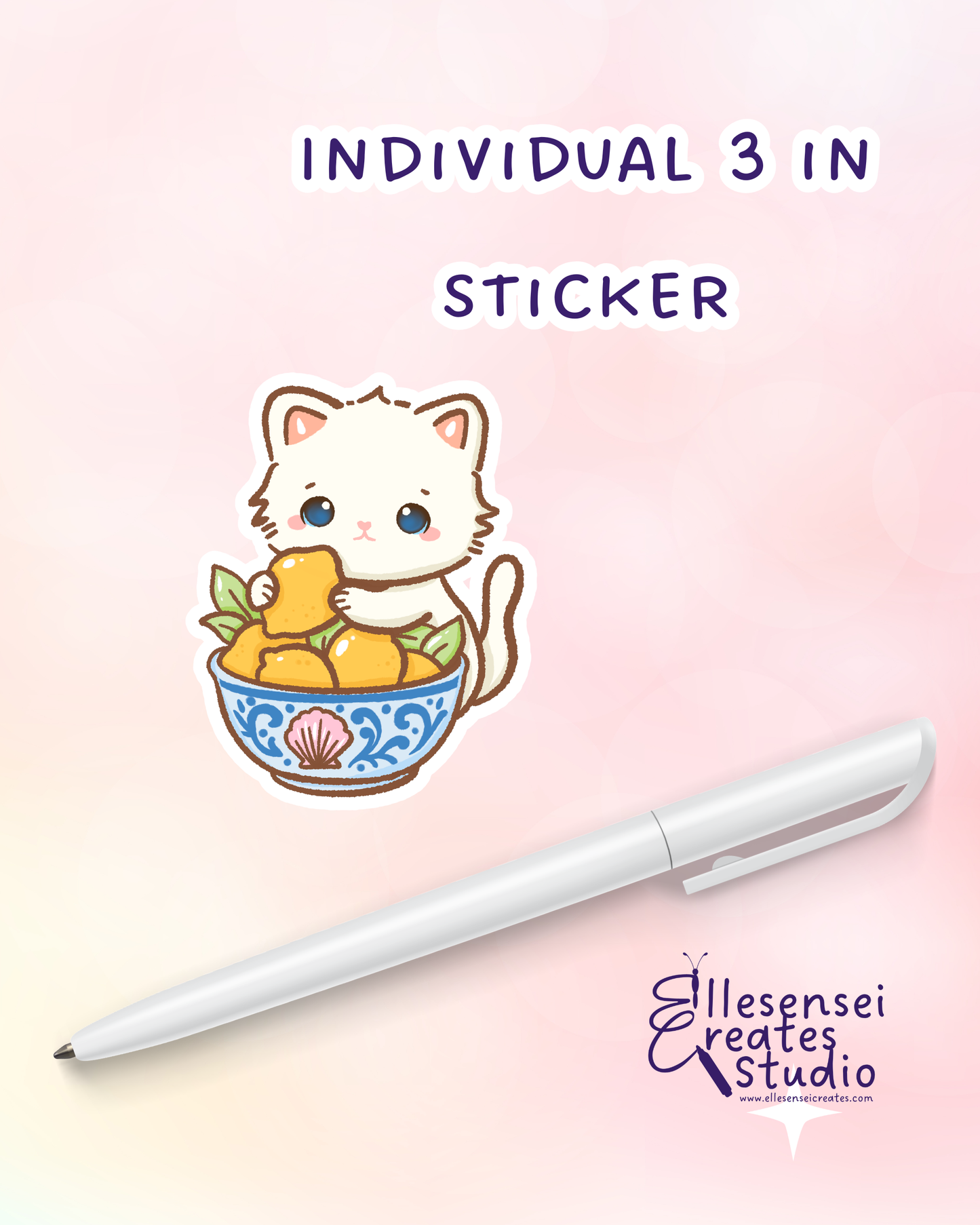 Large Stickers Coquette Lemon Cat