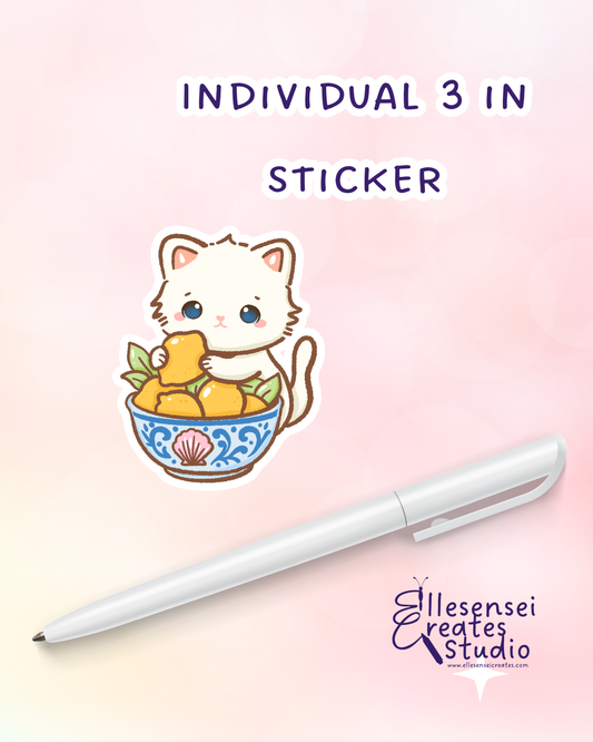 Large Stickers Coquette Lemon Cat