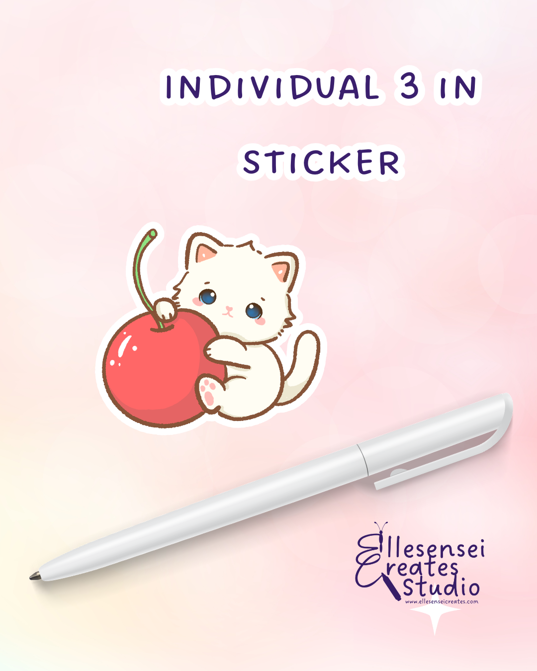 Large Stickers Cherry Kawaii Kitty