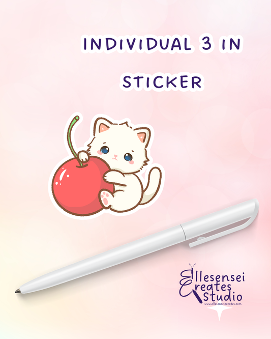 Large Stickers Cherry Kawaii Kitty