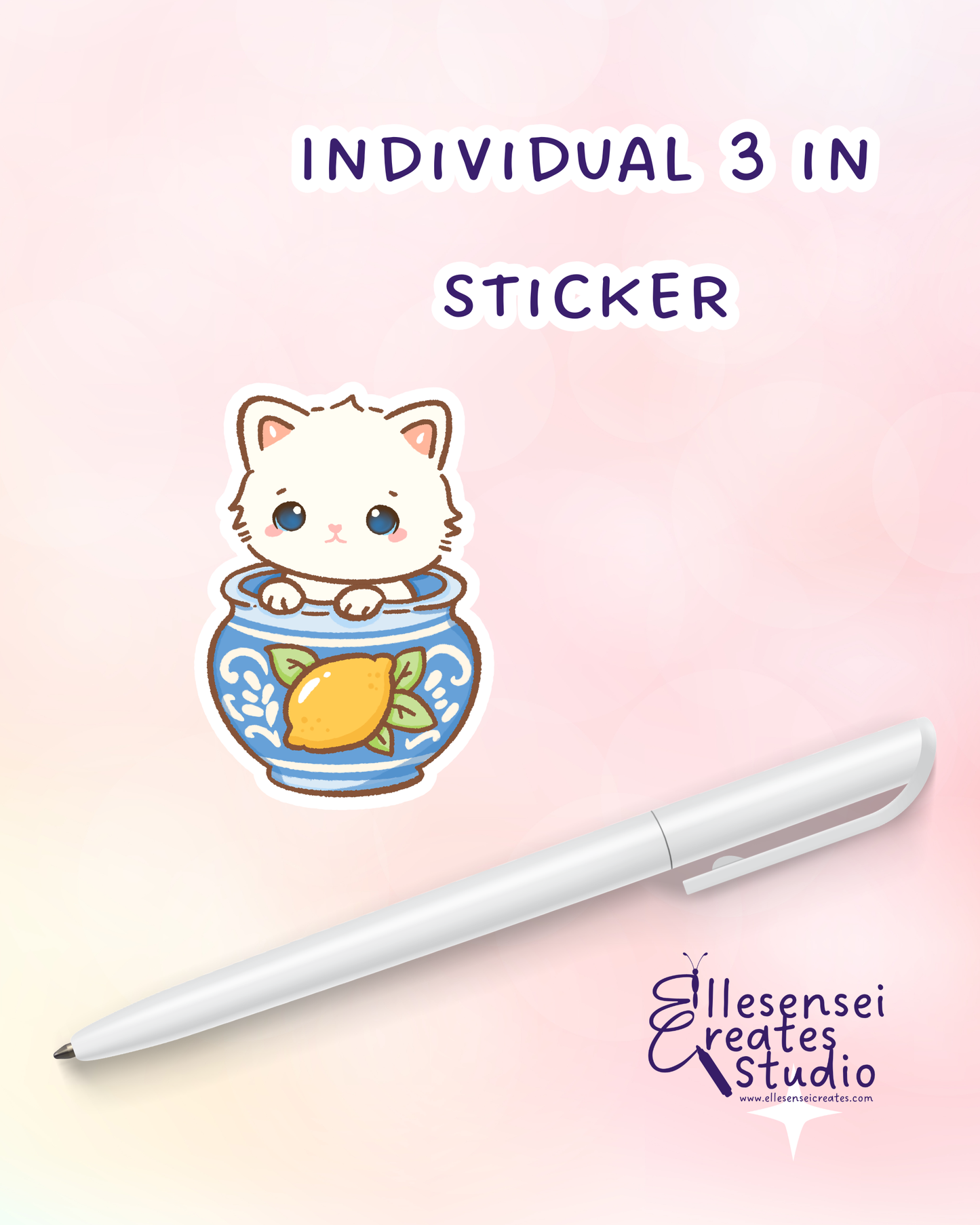Large Stickers Coquette Lemon Cat