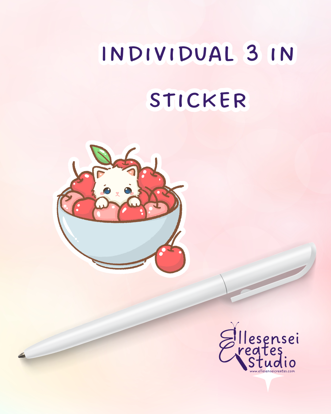 Large Stickers Cherry Kawaii Kitty