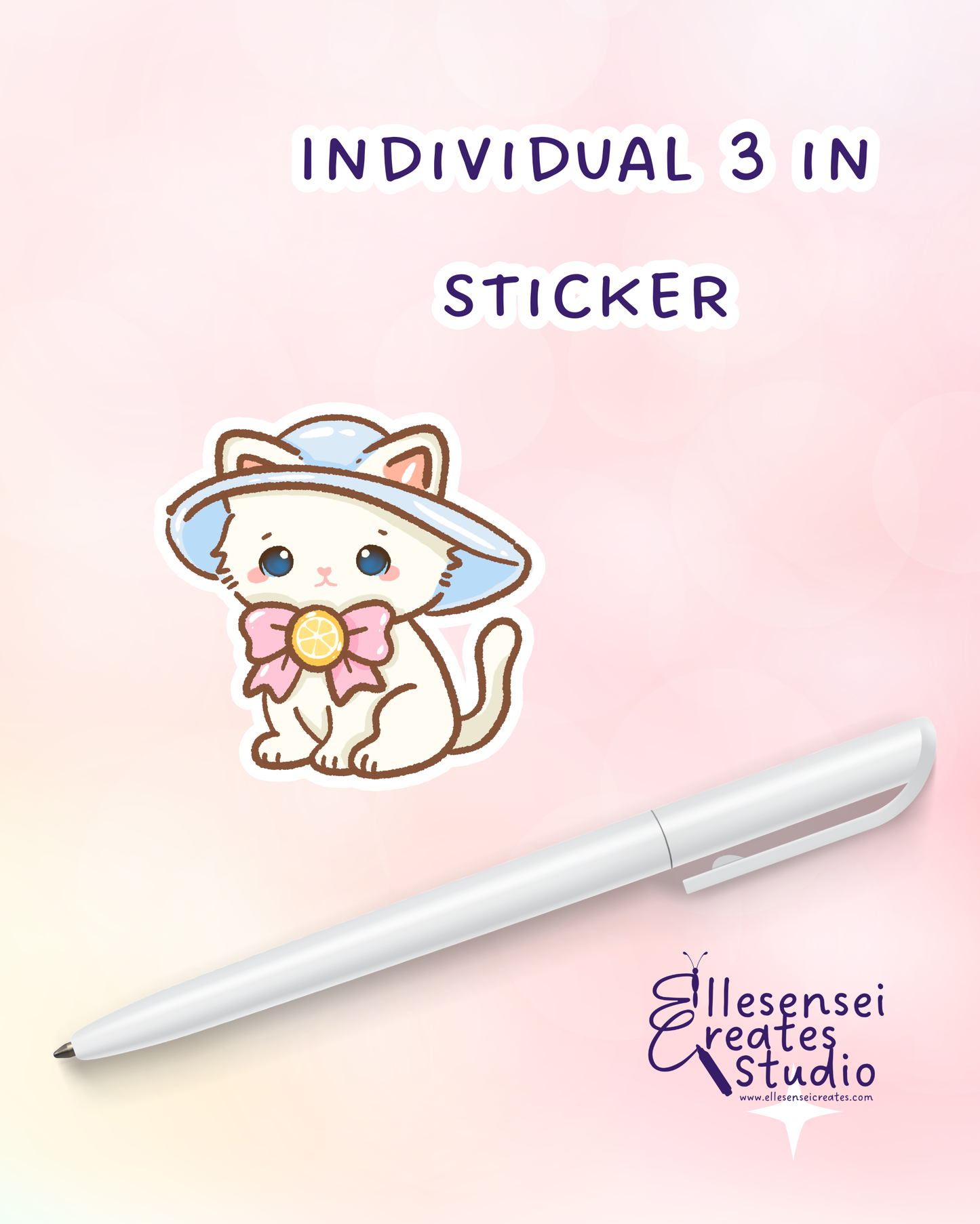 Large Stickers Coquette Lemon Cat