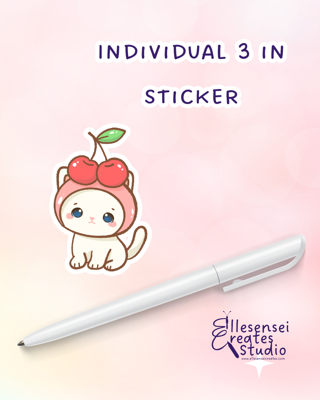 Large Stickers Cherry Kawaii Kitty