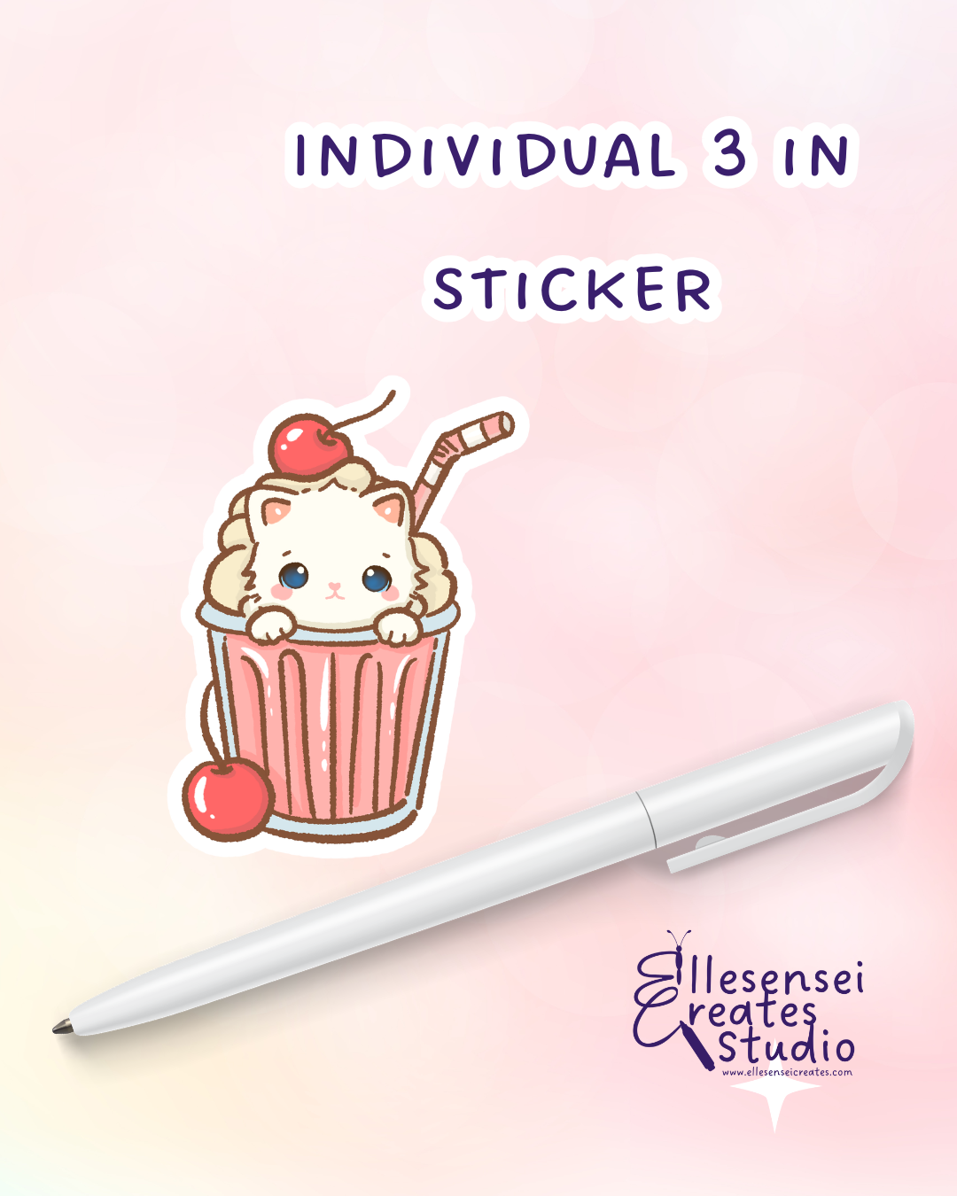 Large Stickers Cherry Kawaii Kitty