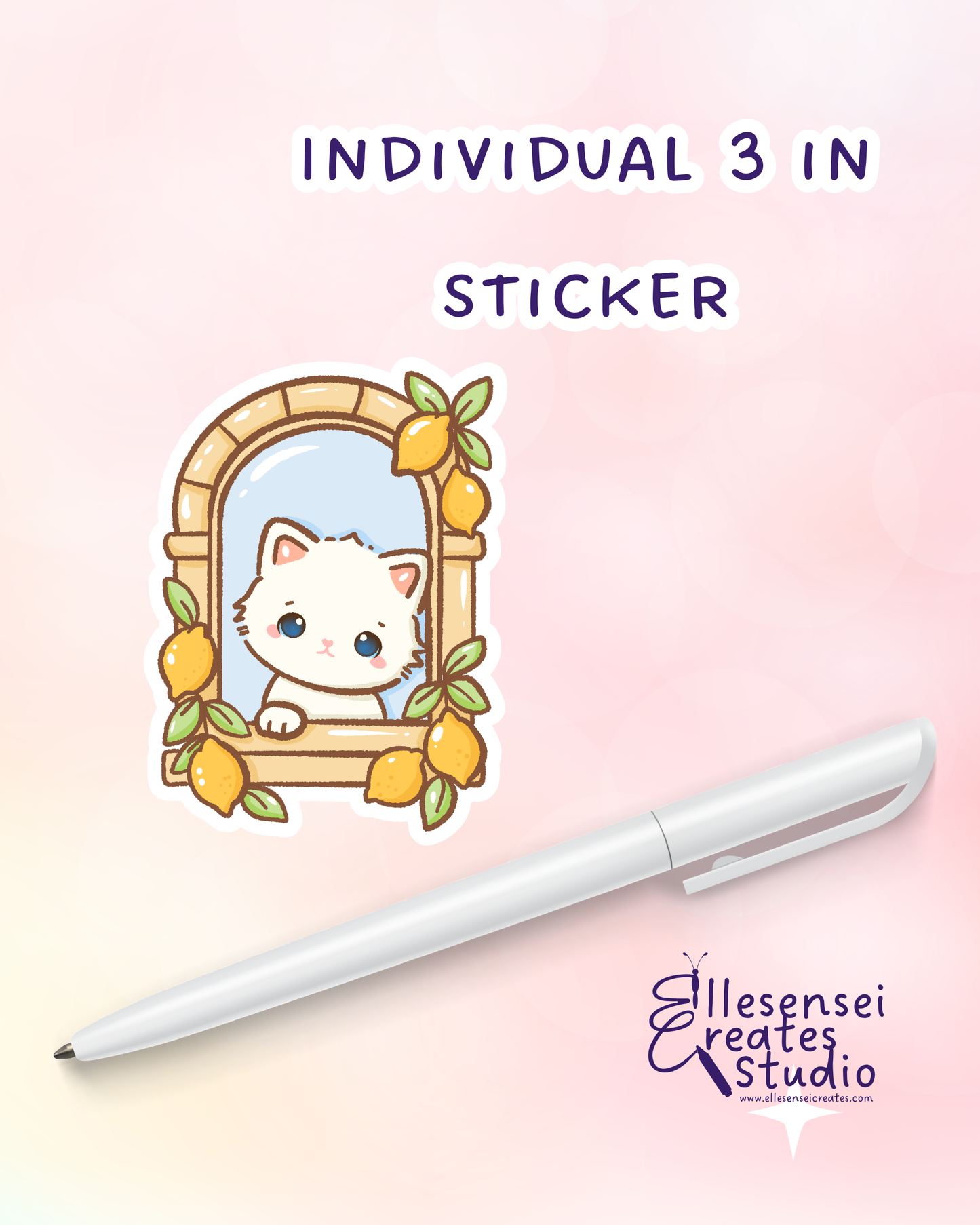 Large Stickers Coquette Lemon Cat