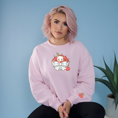 Kawaii Kitty Cherry Crewneck Sweatshirt