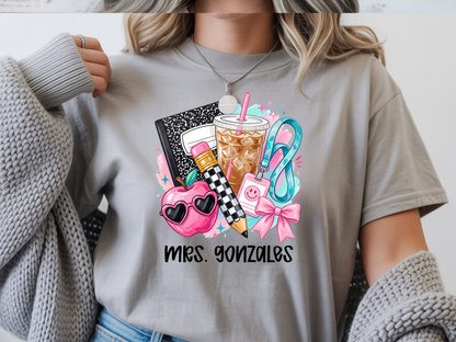 Teacher Preppy Icons Personalized Short Sleve T-shirt