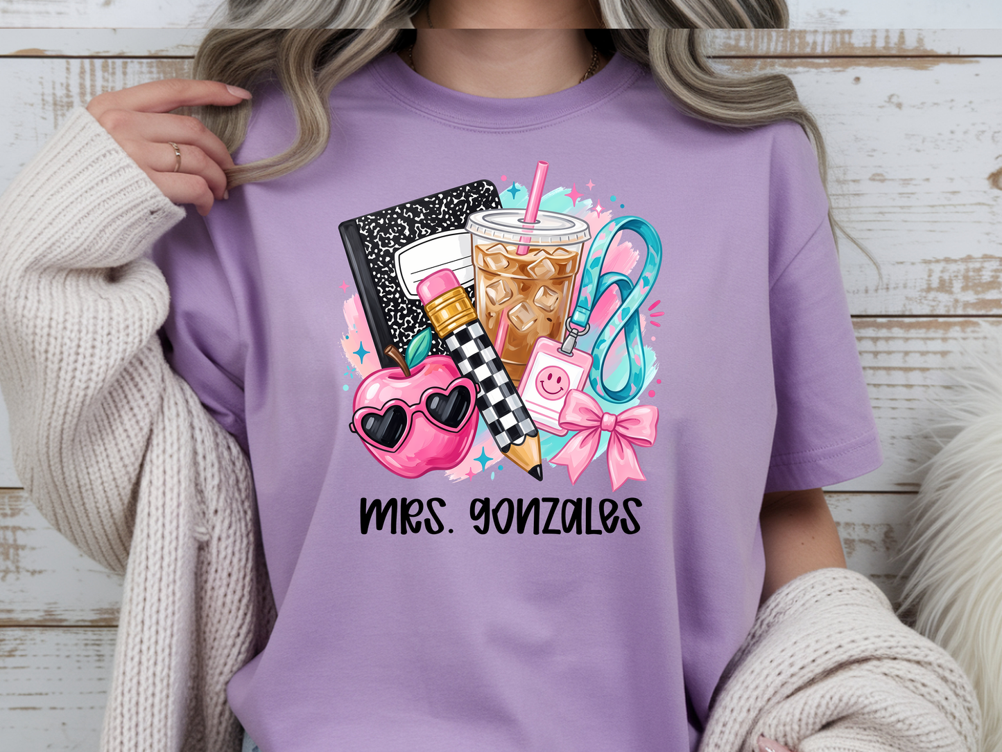 Teacher Preppy Icons Personalized Short Sleve T-shirt
