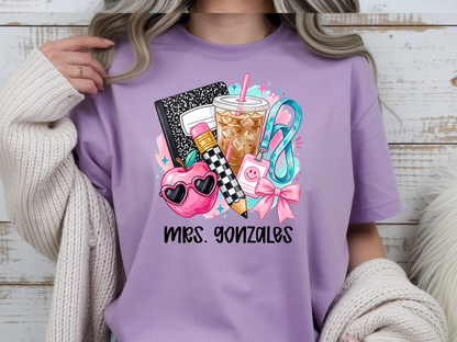 Teacher Preppy Icons Personalized Short Sleve T-shirt