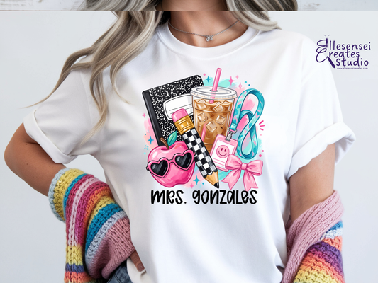 Teacher Preppy Icons Personalized Short Sleve T-shirt