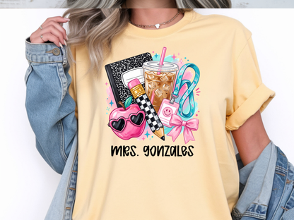 Teacher Preppy Icons Personalized Short Sleve T-shirt