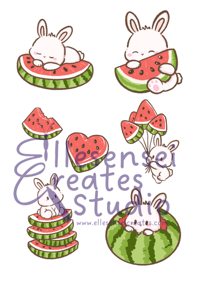 Kawaii Watermelon Bunny Notepad with Stickers