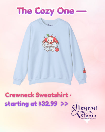Kawaii Kitty Cherry Crewneck Sweatshirt